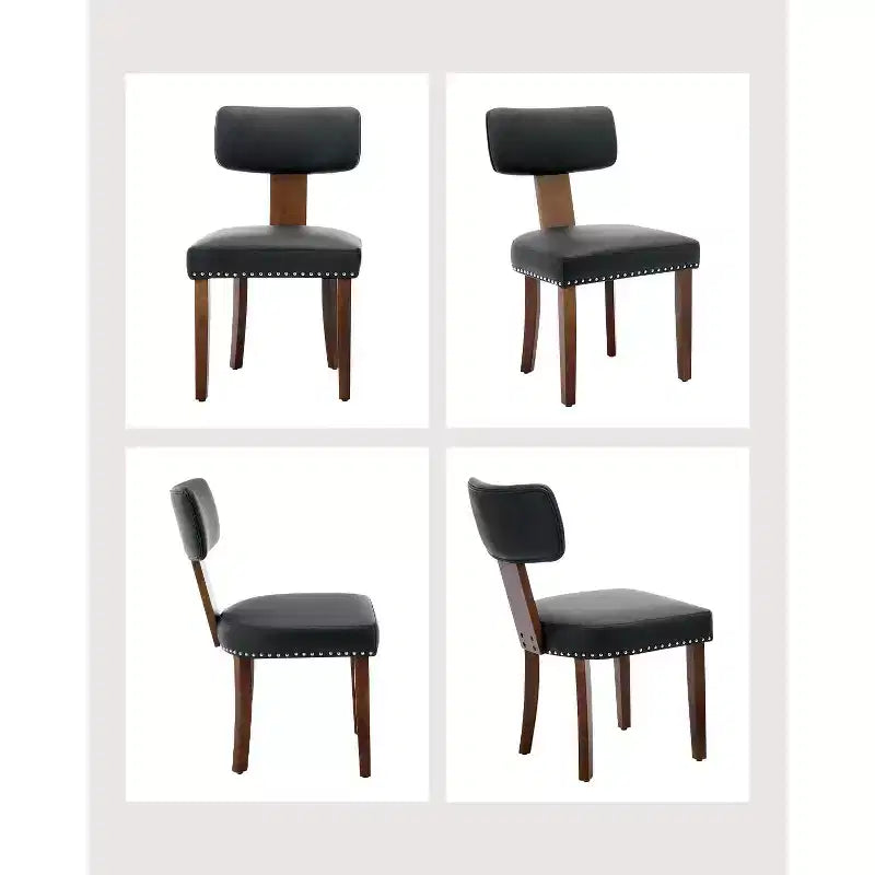 Set di 2 sedie da pranzo con struttura in legno massello e rivestimento in pelle, capacità di peso di 120 kg, facili da pulire per sala da pranzo