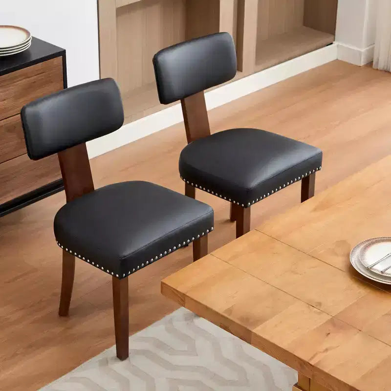 Set di 2 sedie da pranzo con struttura in legno massello e rivestimento in pelle, capacità di peso di 120 kg, facili da pulire per sala da pranzo
