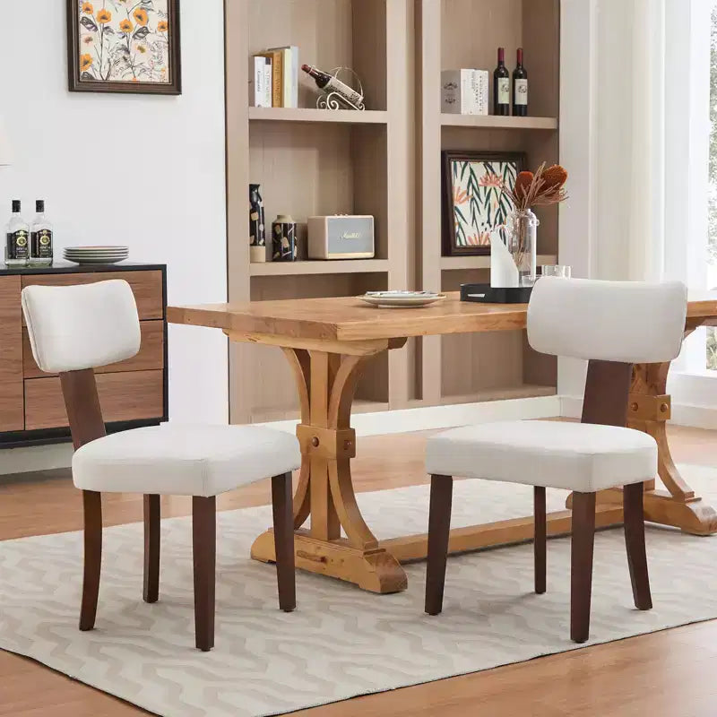 Set di 2 sedie da pranzo con struttura in legno massello e rivestimento in pelle, capacità di peso di 120 kg, facili da pulire per sala da pranzo
