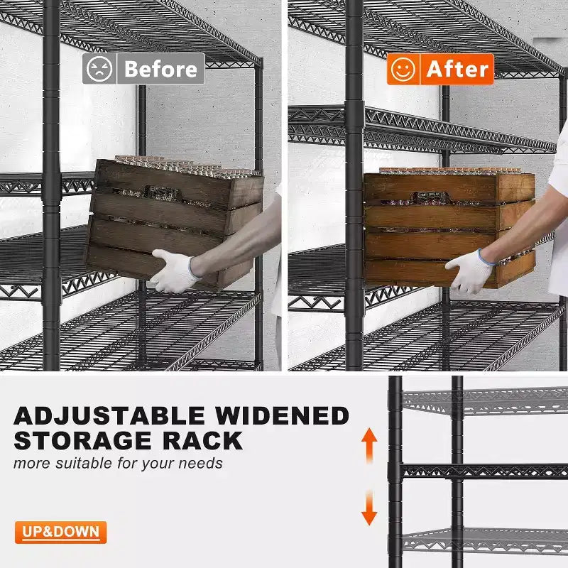 HOMDOX Scaffale metallico resistente a 5 ripiani 60W x 24D x 82H, scaffali metallici in filo regolabili da 3000 libbre per stoccaggio, unità di scaffalatura autoportanti