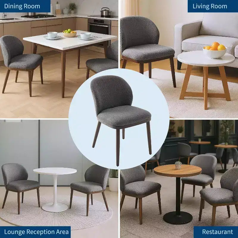 Dining Chair Set of 2, Wooden Leg Kitchen Chairs, Comfortable Fabric Seat, Suitable for Dining Room, Kitchen, Living Room, Easy Installation