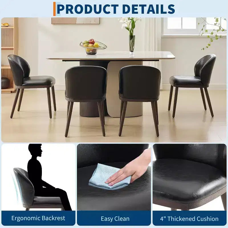 Dining Chair Set of 2, Wooden Leg Kitchen Chairs, Comfortable Fabric Seat, Suitable for Dining Room, Kitchen, Living Room, Easy Installation