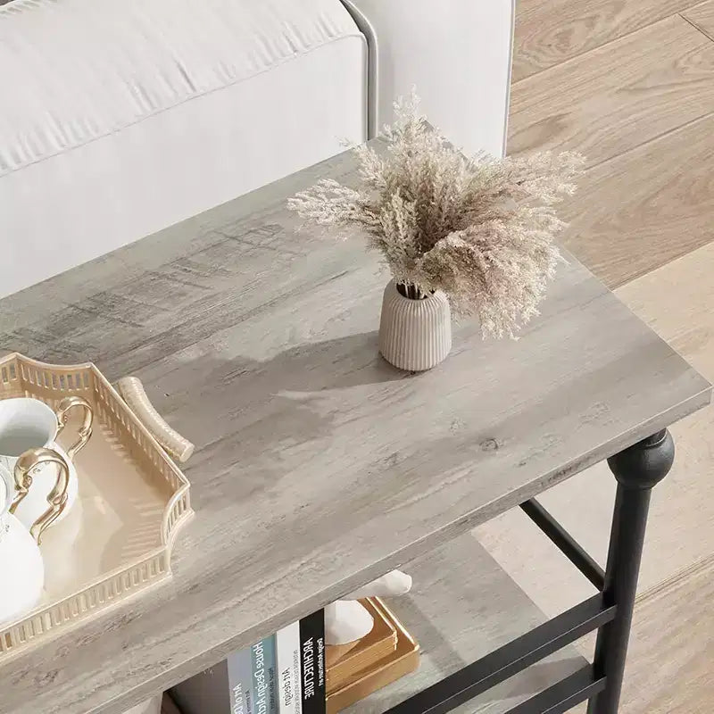 Consolle Industriale da 43 pollici a 3 Ripiani, Tavolo Stretto da Ingresso e Divano con Mensole, Design Salvaspazio per Corridoio, Soggiorno, Piccole Aree