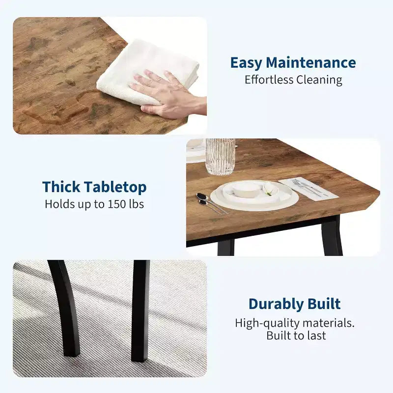 COZONY Set da Tavolo da Pranzo 5 Pezzi con Tavolo in Legno, Panca Imbottita e 2 Sedie, Set Dinette Salvaspazio per Monolocale, Cucina, Sala da Pranzo