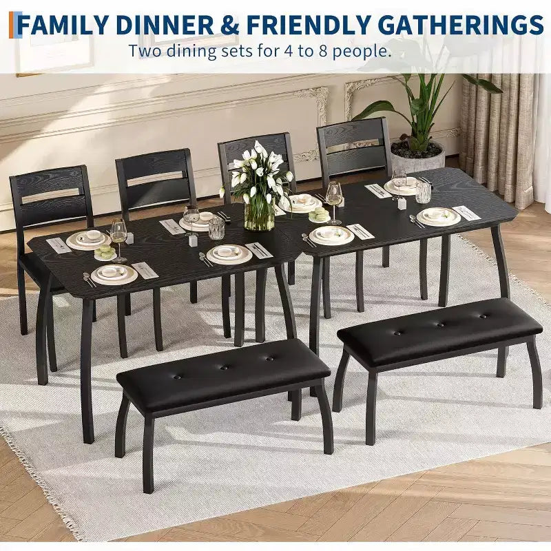 Set da pranzo in legno di 5 pezzi, panca imbottita e 2 sedie, set da pranzo salvaspazio per monolocale, cucina, sala da pranzo