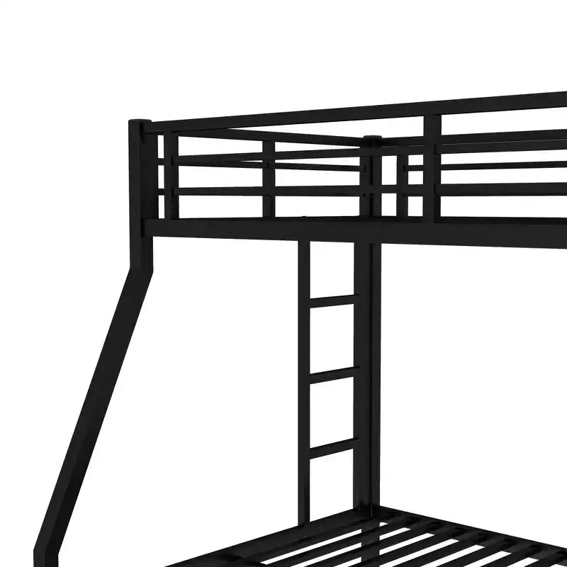 Letto a castello in metallo Bellemave con letto estraibile, letto a castello singolo sopra piazza e mezza con sponda di protezione, letto estraibile e scaletta per bambini/ragazzi, adulti, nessun box spring necessario, nero