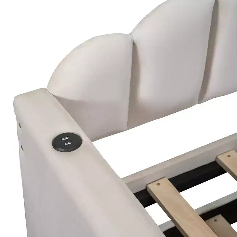 Bellemave Letto a giorno a una piazza con letto estraibile per adulti, bambini, ragazze, ragazzi, letti a giorno con letto estraibile per soggiorno, velluto, beige