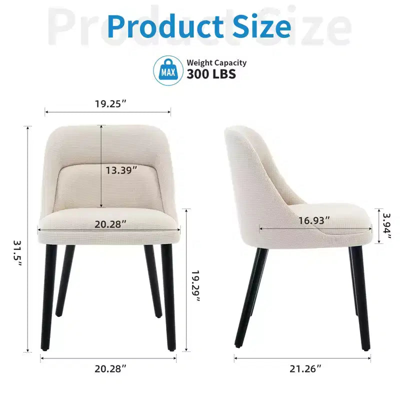 Set di 2 sedie da pranzo con gambe in legno, rivestite in tessuto di lino per cucina, sala da pranzo, bar, soggiorno