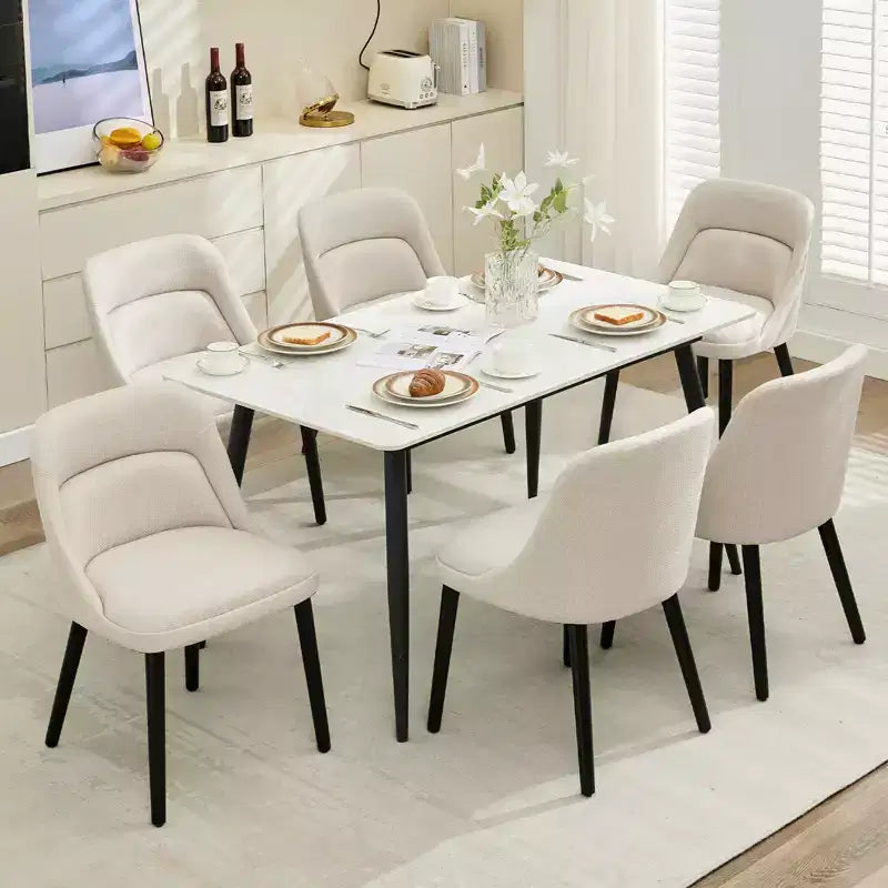 Set di 2 sedie da pranzo con gambe in legno, rivestite in tessuto di lino per cucina, sala da pranzo, bar, soggiorno
