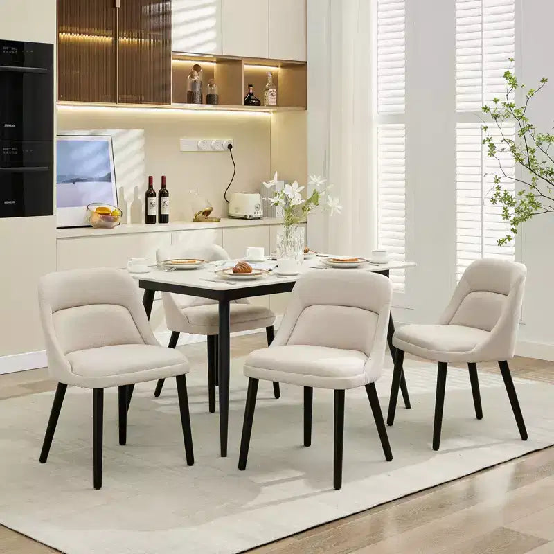 Set di 2 sedie da pranzo con gambe in legno, rivestite in tessuto di lino per cucina, sala da pranzo, bar, soggiorno