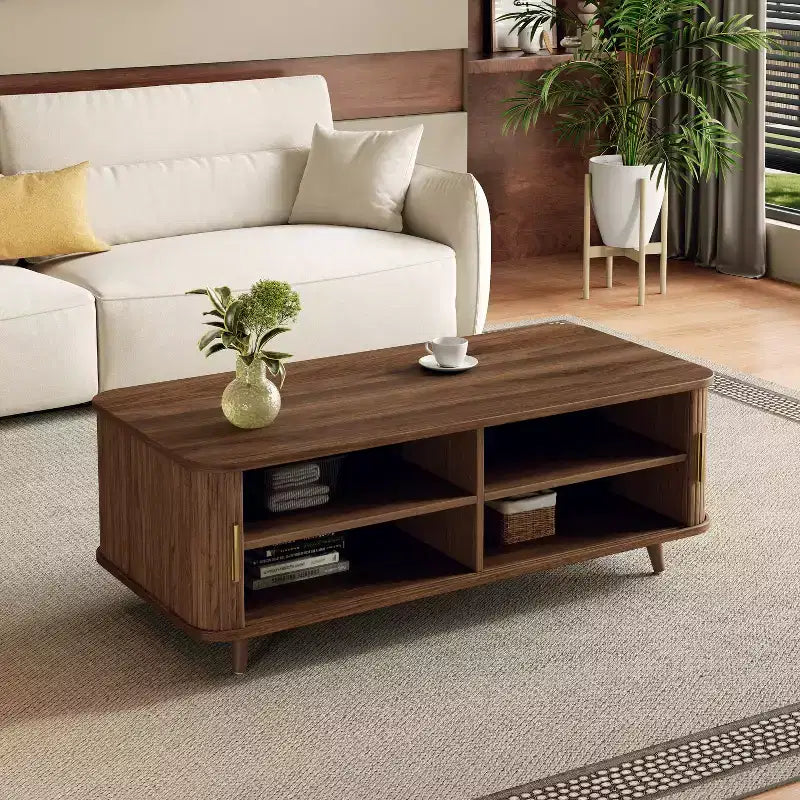 Christopher Knight Home Nova Sliding Door Storage Coffee Table with Adjustable Shelves