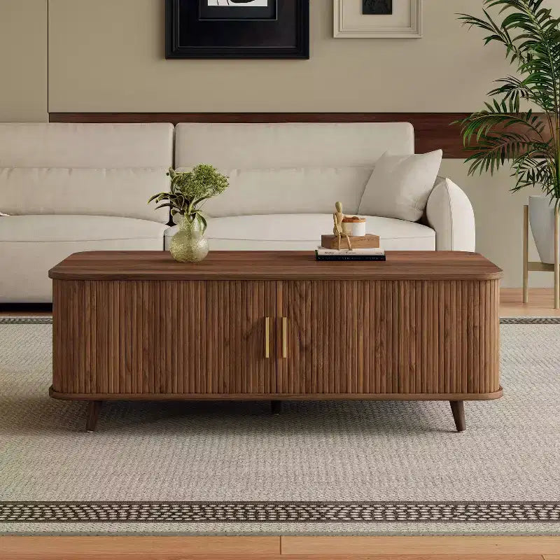 Christopher Knight Home Nova Sliding Door Storage Coffee Table with Adjustable Shelves