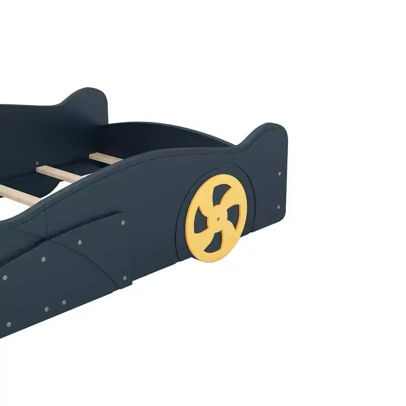 Bellemave Letto a piattaforma a forma di auto da corsa matrimoniale, Struttura letto a piattaforma in legno con ruote e contenitore, per ragazze ragazzi adolescenti, blu scuro