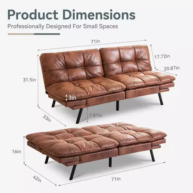 Dyonery 71 Divano Letto Convertibile in Memory Foam, Divanetto Moderno per Soggiorno, Braccioli e Schienale Regolabili, Tessuto in Lino - Grigio Chiaro