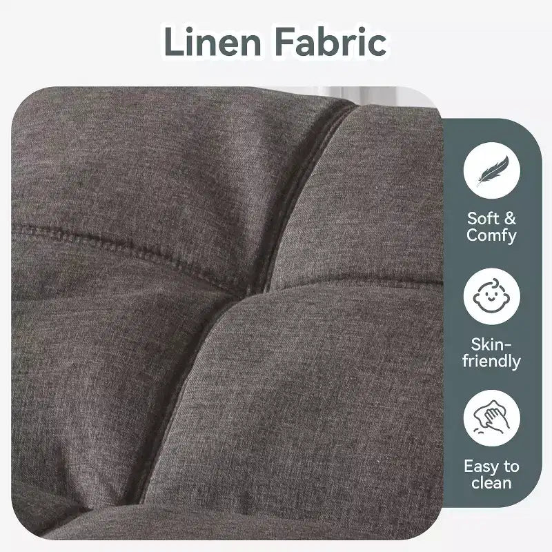 Dyonery 71 Divano Letto Convertibile in Memory Foam, Divanetto Moderno per Soggiorno, Braccioli e Schienale Regolabili, Tessuto in Lino - Grigio Chiaro