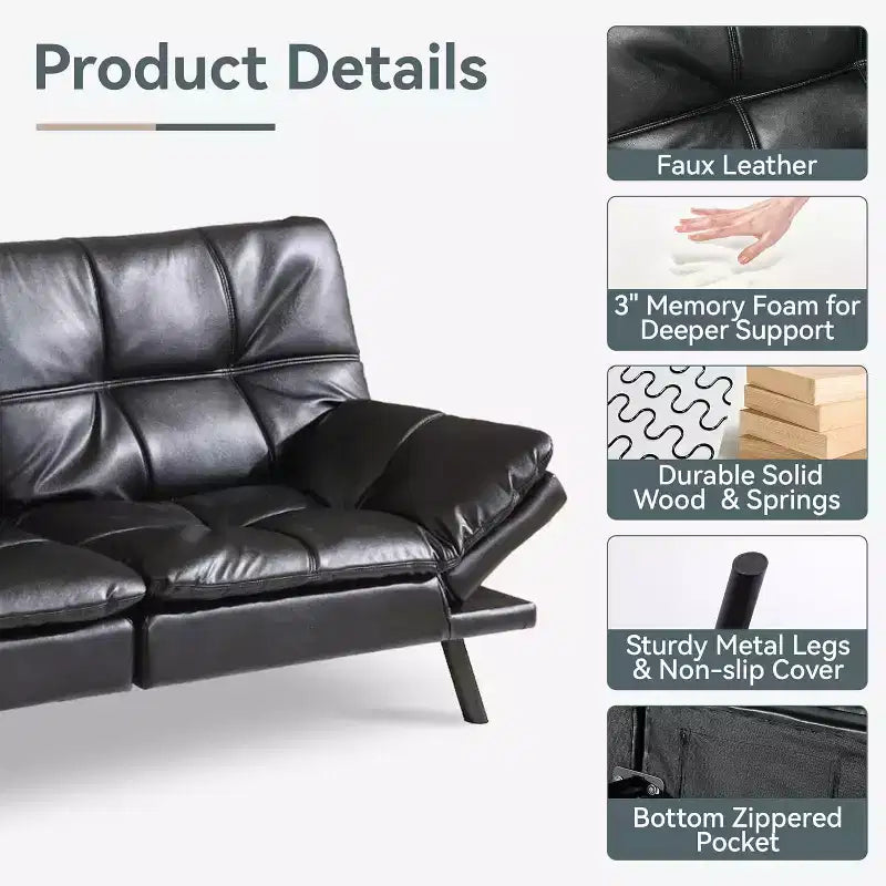 Dyonery 71 Divano Letto Convertibile in Memory Foam, Divanetto Moderno per Soggiorno, Braccioli e Schienale Regolabili, Tessuto in Lino - Grigio Chiaro