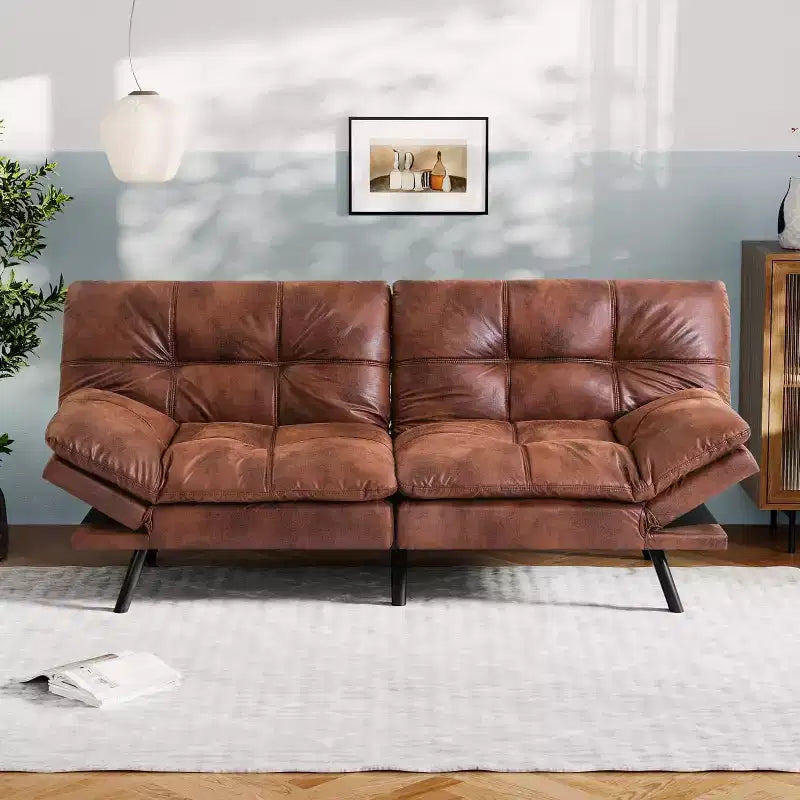 Dyonery 71 Divano Letto Convertibile in Memory Foam, Divanetto Moderno per Soggiorno, Braccioli e Schienale Regolabili, Tessuto in Lino - Grigio Chiaro