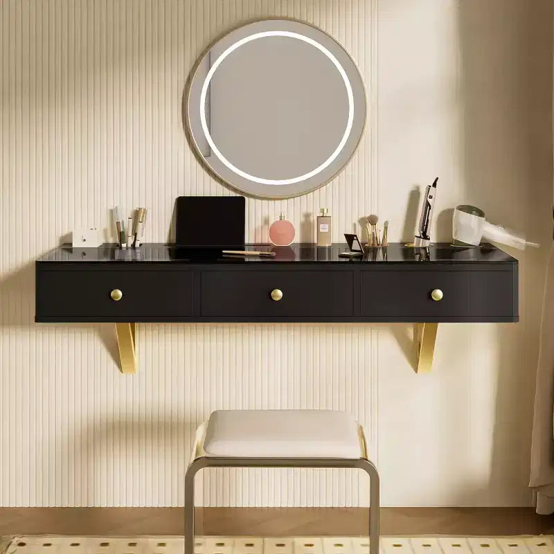 Okak Mobile Bagno Moderno Sospeso con Cassetti, Scrivania da Toilette da Parete Multifunzione per Camere da Letto, Bagno