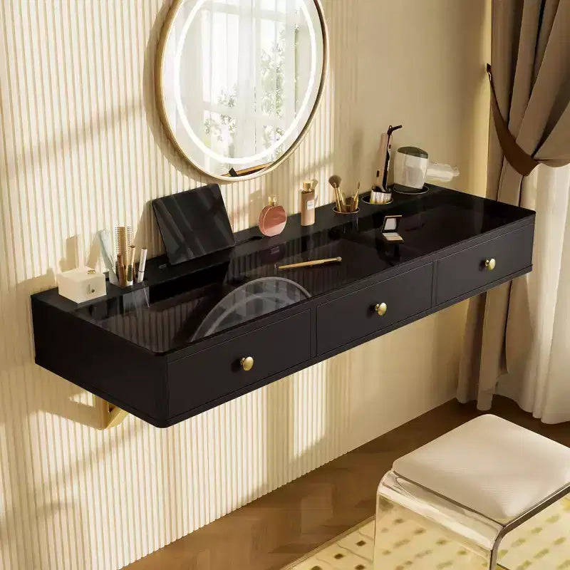 Okak Mobile Bagno Moderno Sospeso con Cassetti, Scrivania da Toilette da Parete Multifunzione per Camere da Letto, Bagno