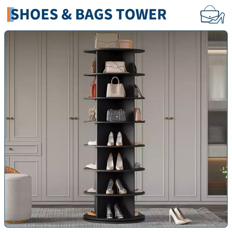Scarpiera a torre rotante autoportante a 7 livelli, espositore per scarpe, organizer verticale per scarpe a 360° per ingresso, camera da letto, bianco