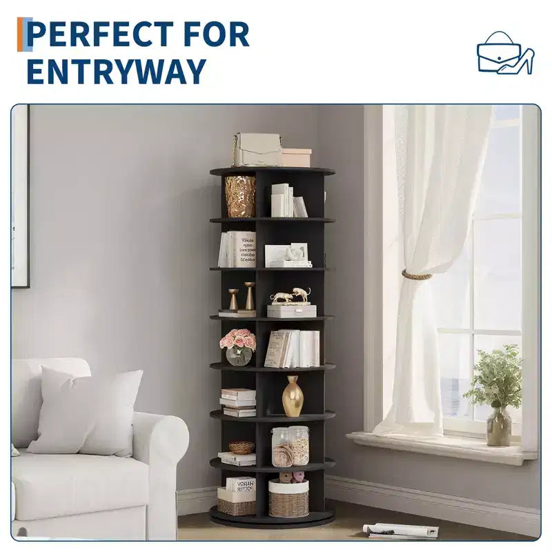 Scarpiera a torre rotante autoportante a 7 livelli, espositore per scarpe, organizer verticale per scarpe a 360° per ingresso, camera da letto, bianco