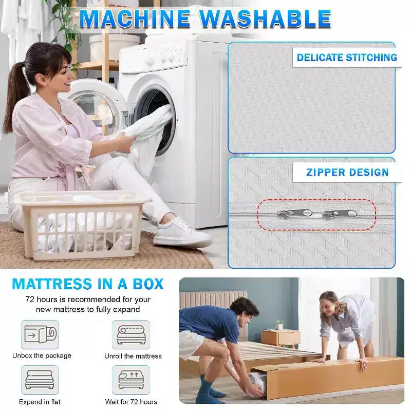 BestMassage Materasso da 6 Pollici in Memory Foam al Carbone di Bambù, Fermezza Media, Certificato CertiPUR-US