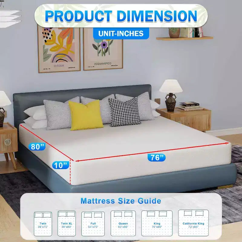 BestMassage Materasso da 6 Pollici in Memory Foam al Carbone di Bambù, Fermezza Media, Certificato CertiPUR-US