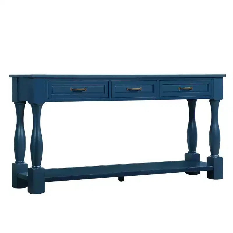 Okak 61IN Tavolo Consolle Vintage in Pino Lungo, Tavolo da Ingresso con 3 Cassetti e 1 Ripiano Inferiore, Tavolo d'Appoggio per Ingresso, Soggiorno
