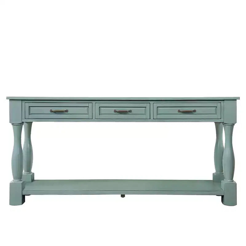 Okak 61IN Tavolo Consolle Vintage in Pino Lungo, Tavolo da Ingresso con 3 Cassetti e 1 Ripiano Inferiore, Tavolo d'Appoggio per Ingresso, Soggiorno