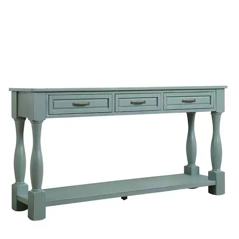 Okak 61IN Tavolo Consolle Vintage in Pino Lungo, Tavolo da Ingresso con 3 Cassetti e 1 Ripiano Inferiore, Tavolo d'Appoggio per Ingresso, Soggiorno