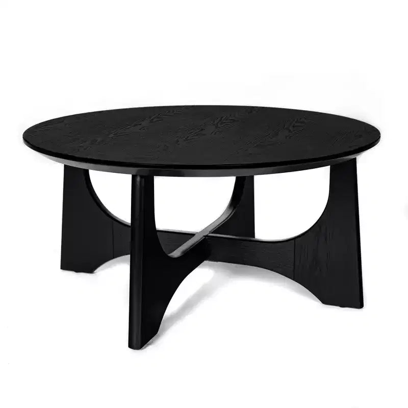 Tavolino rotondo Homy Casa con base scultorea per soggiorno o salotto, nero