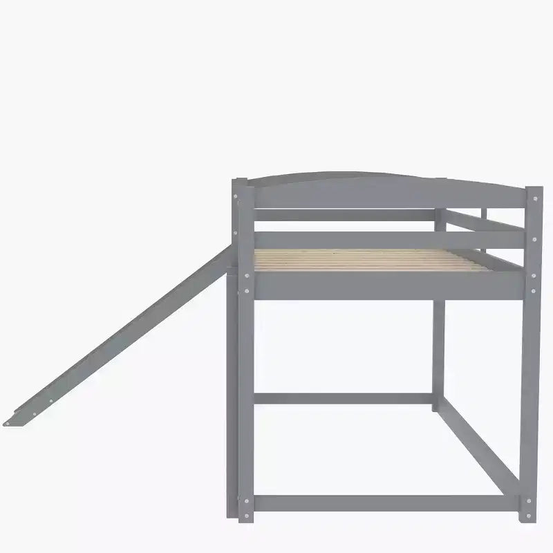 Letto a castello basso con scivolo, letto a castello singolo su singolo con scivolo e scaletta convertibili, struttura letto a castello a pavimento per bambini
