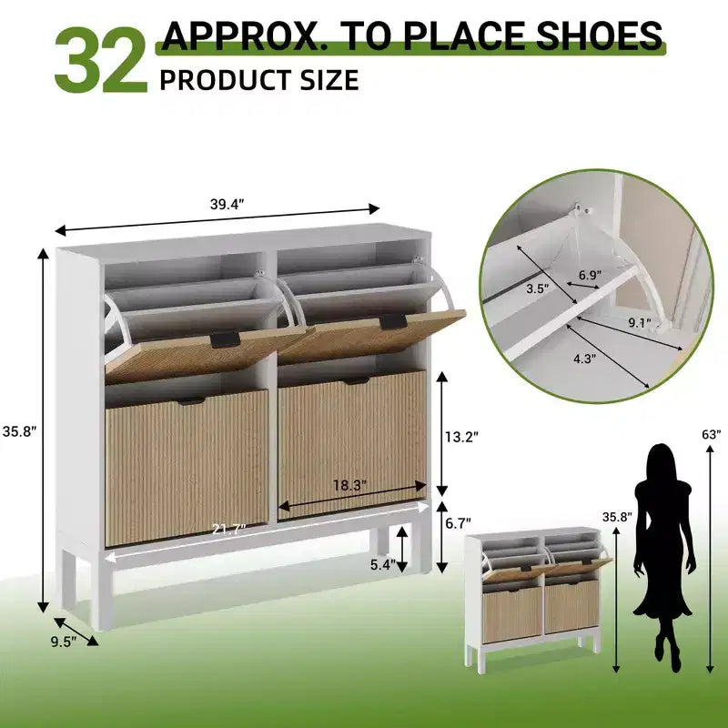 TruAIR Scarpiera a 4 Cassetti - Organizzatore Stretto da Ingresso a Libera Installazione con Gambe in Metallo per Corridoio/Foyer