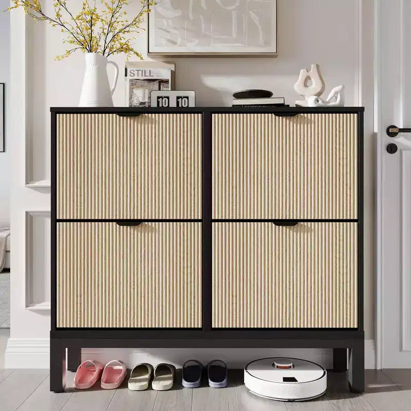 TruAIR Scarpiera a 4 Cassetti - Organizzatore Stretto da Ingresso a Libera Installazione con Gambe in Metallo per Corridoio/Foyer
