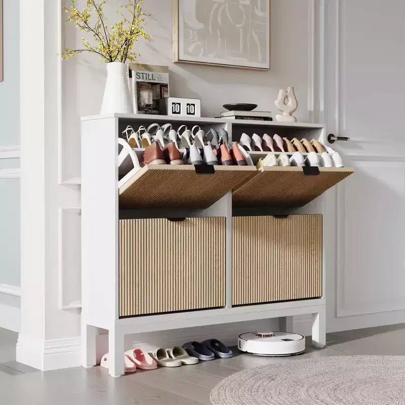 TruAIR Scarpiera a 4 Cassetti - Organizzatore Stretto da Ingresso a Libera Installazione con Gambe in Metallo per Corridoio/Foyer