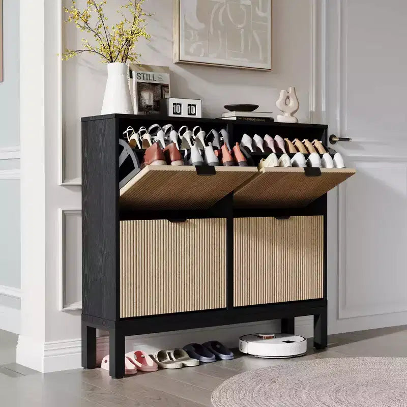 TruAIR Scarpiera a 4 Cassetti - Organizzatore Stretto da Ingresso a Libera Installazione con Gambe in Metallo per Corridoio/Foyer