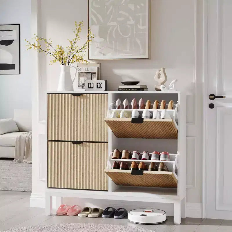 TruAIR Scarpiera a 4 Cassetti - Organizzatore Stretto da Ingresso a Libera Installazione con Gambe in Metallo per Corridoio/Foyer