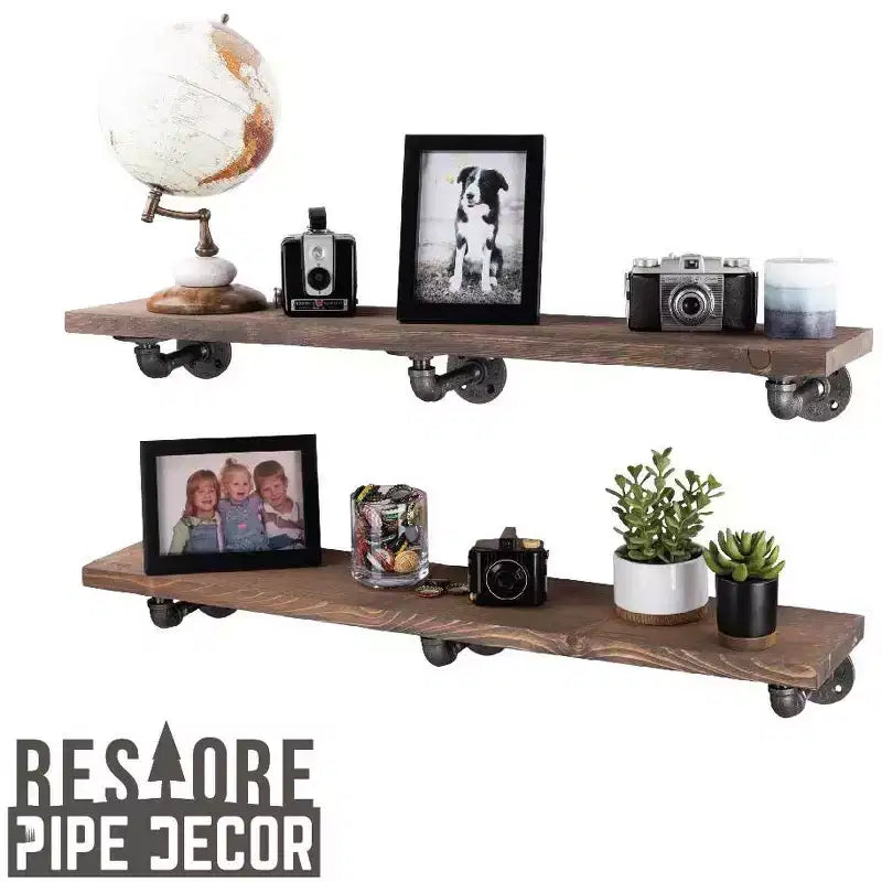 RESTORE Driftwood Tan 36 in. Mensole con staffe a L di Pipe Decor