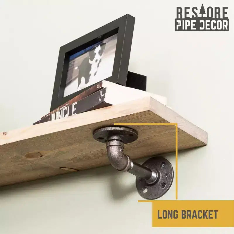 RESTORE Driftwood Tan 36 in. Mensole con staffe a L di Pipe Decor