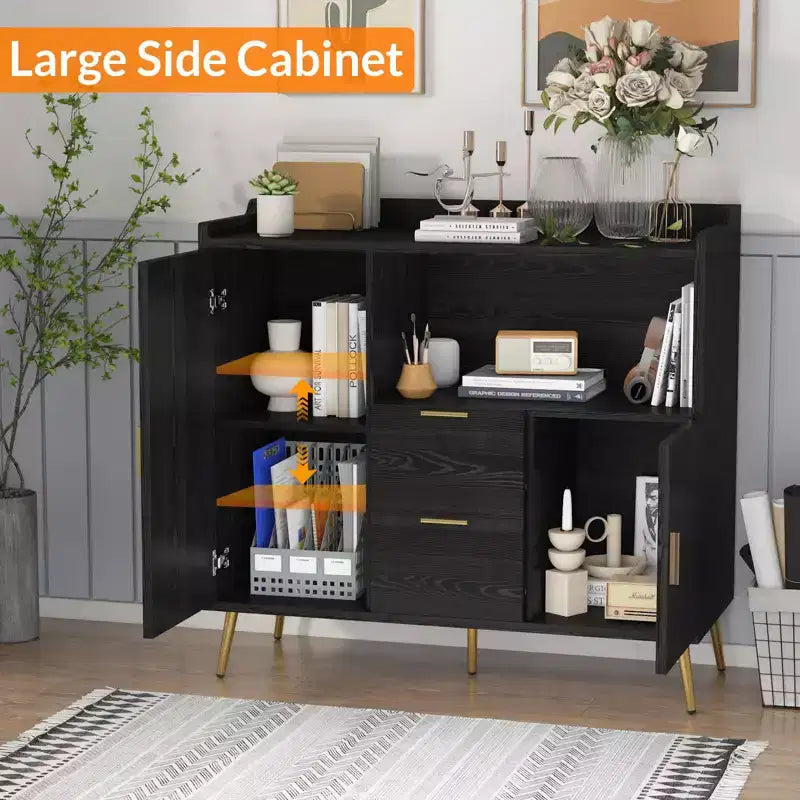 Mobile microonde da cucina da 100 cm, credenza stile rustico con contenitori e cassetti