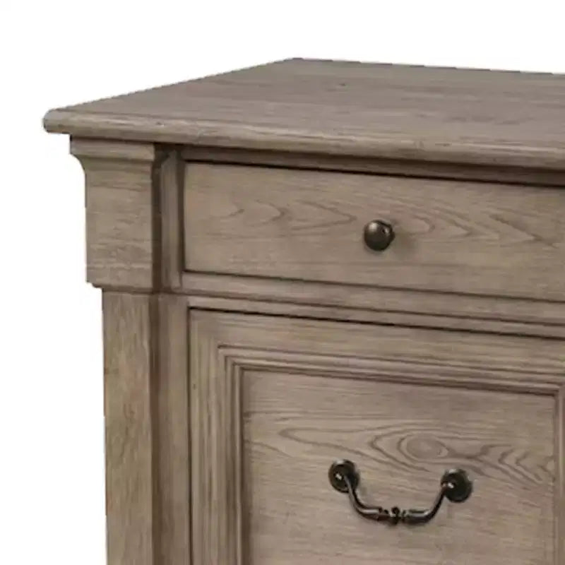 Comodino Royal Hampton, 2 cassetti, legno massello grigio invecchiato, 71 cm