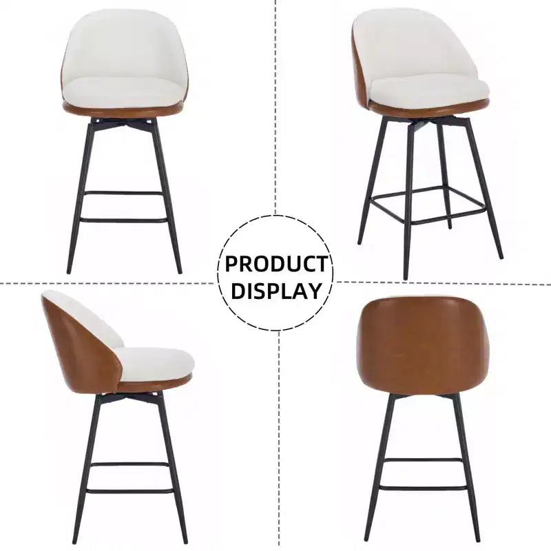 TruAIR 26 Sgabelli da bar (set da 2) - Sgabelli da bancone girevoli moderni con schienale e pelle PU per isola cucina