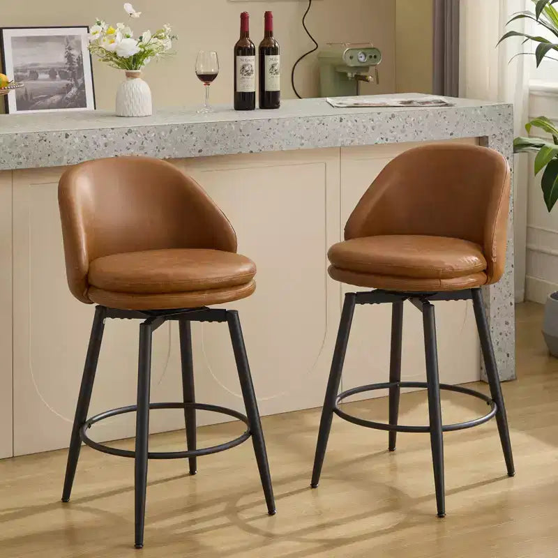 TruAIR 26 Sgabelli da bar (set da 2) - Sgabelli da bancone girevoli moderni con schienale e pelle PU per isola cucina