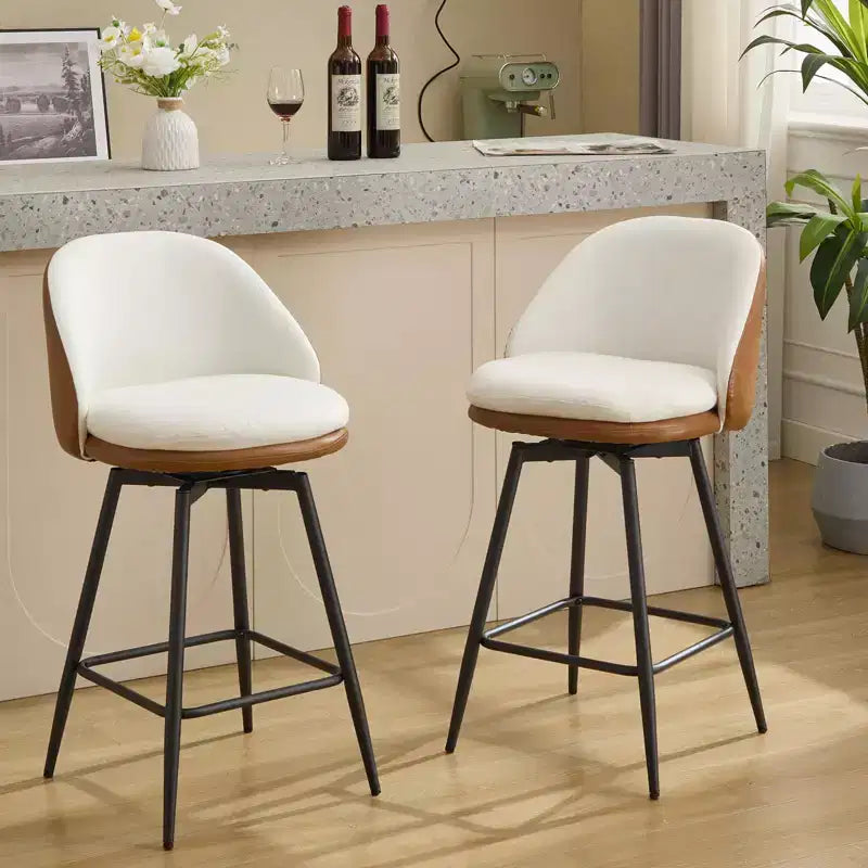 TruAIR 26 Sgabelli da bar (set da 2) - Sgabelli da bancone girevoli moderni con schienale e pelle PU per isola cucina