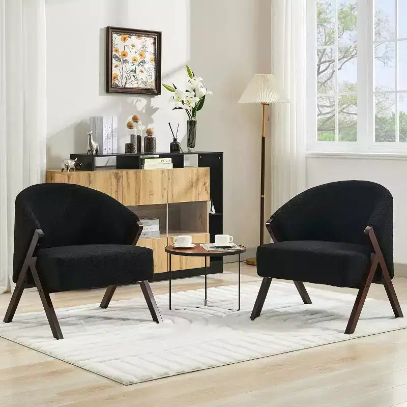 Poltrona Girevole Accent Mid-Century Modern, Sedia da Lettura Imbottita Comoda con Struttura in Legno, Facile da Montare per Soggiorno