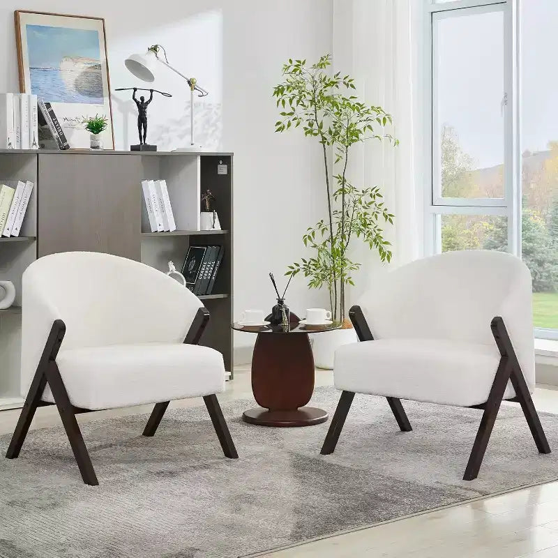 Poltrona Girevole Accent Mid-Century Modern, Sedia da Lettura Imbottita Comoda con Struttura in Legno, Facile da Montare per Soggiorno