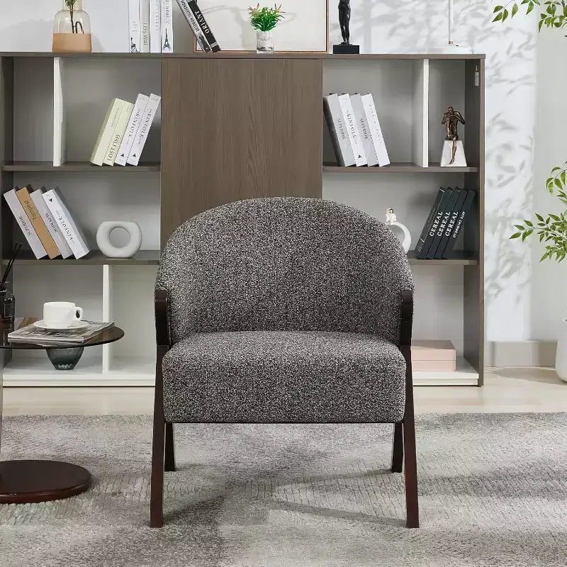 Poltrona Girevole Accent Mid-Century Modern, Sedia da Lettura Imbottita Comoda con Struttura in Legno, Facile da Montare per Soggiorno