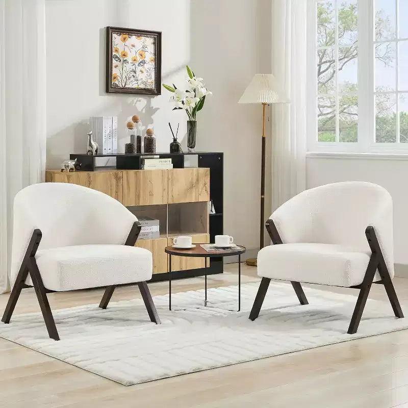 Poltrona Girevole Accent Mid-Century Modern, Sedia da Lettura Imbottita Comoda con Struttura in Legno, Facile da Montare per Soggiorno