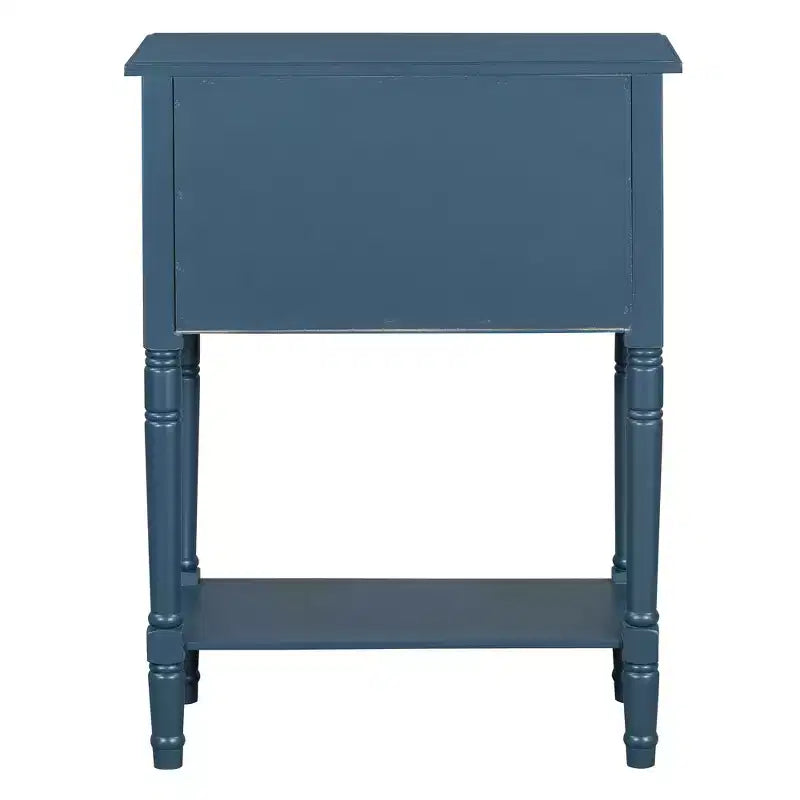 Tavolo consolle stretto Bellemave, tavolo da divano sottile con tre cassetti e ripiano inferiore (blu scuro)
