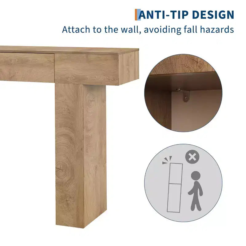 Tavolo consolle lungo 120 cm con cassetto, tavolo rettangolare in legno da divano da mettere dietro al divano, tavoli industriali da ingresso in stile rustico per corridoi e androni